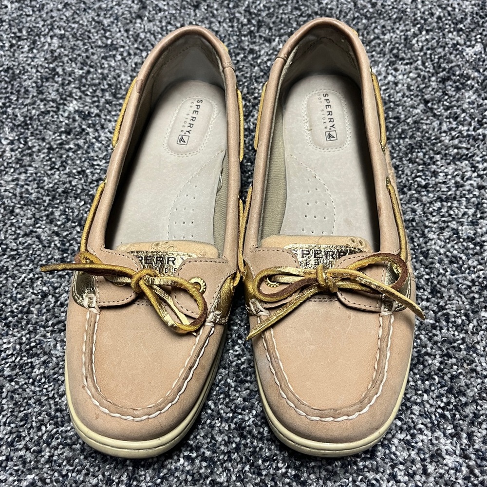 Sperry Women's Beige Loafers with Brown Accents